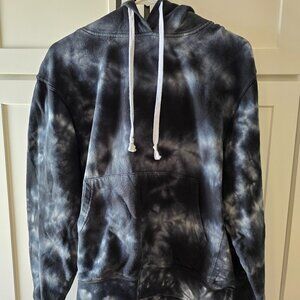 Reflex Tie Dye Hoodie Sz Large L Soft Pullover Black Gray Cotton